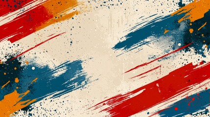 Wall Mural - abstract red, blue, and orange paint splatter background: bold artistic brushstrokes and vibrant col