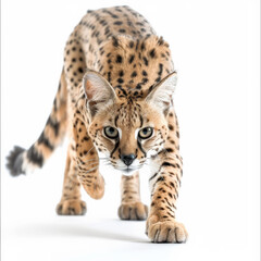 wild serval cat stalking forward, embodying its natural grace and agility