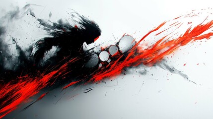 Wall Mural - abstract red and black painting: a dynamic expression of energy and emotion
