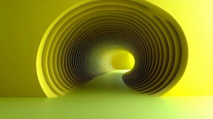 Wall Mural - abstract yellow tunnel: a modern architectural 3d rendering of geometric shapes and bright light
