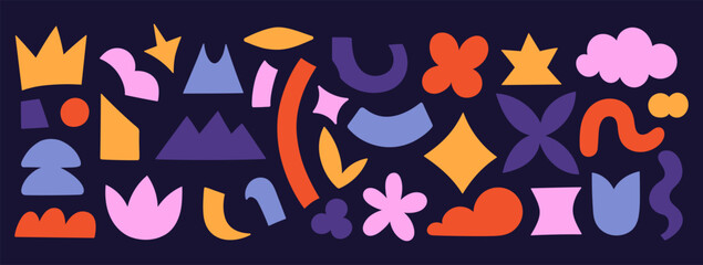 Wall Mural - Set of abstract shapes of different colors. Vector graphics.