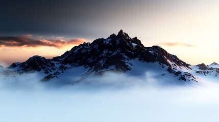 Canvas Print - Majestic Snowy Mountain Peak at Sunset