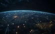 © afterfast - Global network connections at night, space view