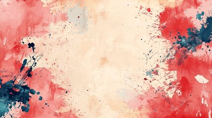 Wall Mural - abstract red and pink watercolor background texture: grunge brush strokes, paint splatter, vintage d