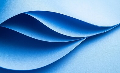 Leinwandbilder - Abstract blue paper waves, curves, folds, and texture background.