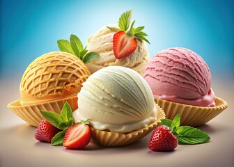 Wall Mural - Close-up Scoopable Ice Cream Texture, Creamy Dessert, Frozen Treat, Delicious Sweet Food Photography