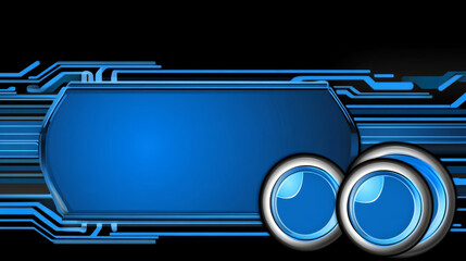 Futuristic blue technology background with circuit lines and circular elements