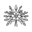 © MatandSterre - Elegant Black and White Line Art Flower Bouquet: Botanical Illustration, Vintage Floral Design, Simple Nature Sketch