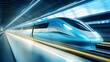 © ChrisTYCat - Futuristic image of a sleek maglev train levitating above the tracks with a high speed motion blur effect