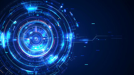 Futuristic digital interface, glowing circles, technology background, website header