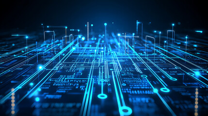 Futuristic digital network, data flow, glowing lines, abstract background, tech concept
