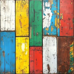 Colorful painted wood wall. Background and texture for design and decoration.