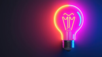 Wall Mural - a vibrant neon light bulb illuminates a dark background, showcasing colorful electrical designs and 