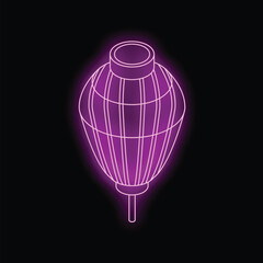 Sticker - Neon violet paper lantern shining in the dark, illustration in vector format