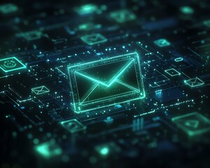Fototapete - Advanced digital alert and email notification concept
