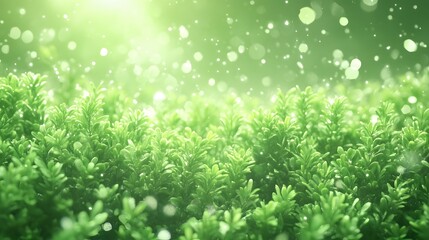 Wall Mural - Lush Green Foliage Background with Soft Sunlight and Bokeh