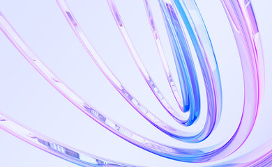 Wall Mural - abstract 3d background wallpaper with liquid glass holographic transparent curve wave ribbon lines r
