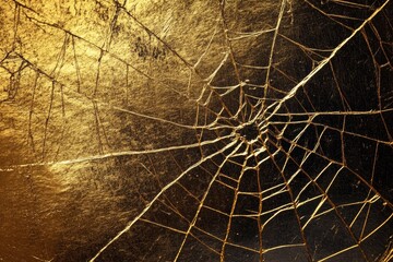 Aufkleber - Golden spiderweb on textured background.
