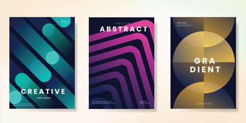 Wall Mural - retro abstract colorful gradient covers set, minimal covers design. colorful geometric background, v