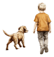 Wall Mural - PNG A pencil color painting of a dog walking drawing animal mammal.