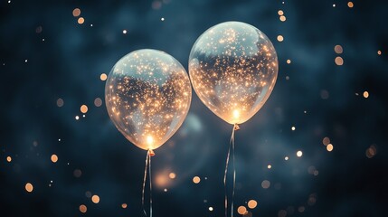 Poster - Balloons with glimmering lights create a magical atmosphere during a night celebration