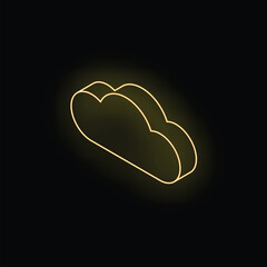Wall Mural - neon cloud computing icon glowing on dark background representing online storage and network service