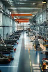 Wall Mural - wide angle view of a state-of-the-art defense manufacturing facility showcasing advanced technology 