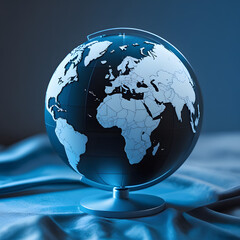 global markets, a glass globe illustrating the world on a desk