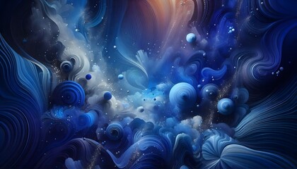 stunning abstract cosmic art with blue and white swirls
