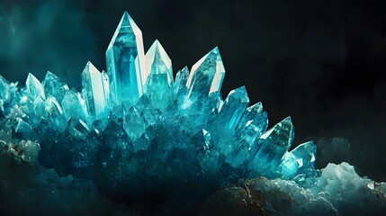 Wall Mural - Stunning Teal Crystal Cluster Geode Formation