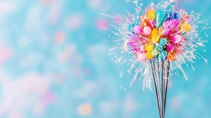 Wall Mural - Colorful Balloons Sparkler Celebration, Festive Background