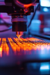 Wall Mural - intricate close-up of semiconductor fabrication process highlighting precision and technology