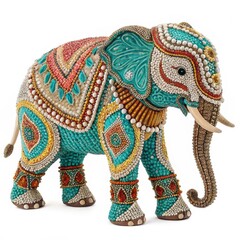 Canvas Print - Beaded Elephant on a white background