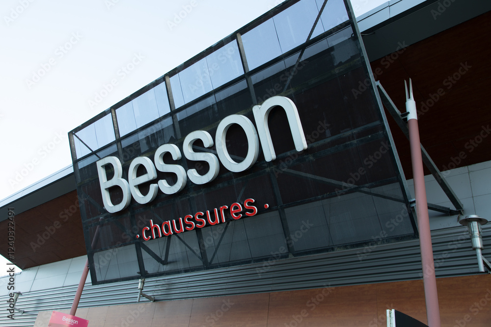 Besson Street Logo Photo Stock Besson chaussures sign logo and text brand chain on front ...