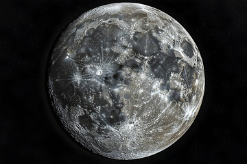 Wall Mural - Gibbous Moon, night sky, craters, space exploration, science background