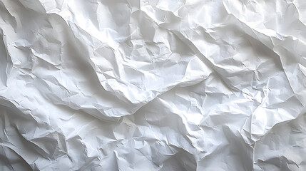Fototapete - A close-up of crumpled white paper, showcasing its textured surface and various wrinkles, creating a visually interesting pattern