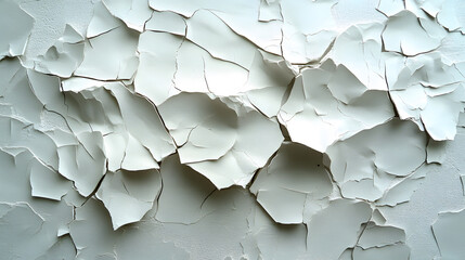 Fototapete - A close-up view of peeling white paint on a textured surface, showcasing intricate layers and patterns