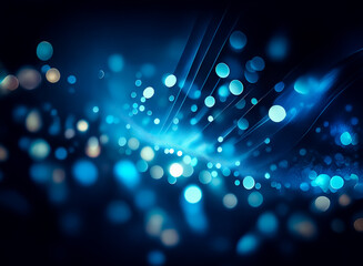 Poster - Abstract digital art depicting swirling, glowing blue particles and lines against a dark background.  The image evokes a sense of movement and energy.