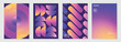 © TWINS DESIGN STUDIO - Modern gradient poster background vector set. Minimalist cover template with vibrant perspective geometric prism shapes in motion. Ideal design for social media, cover, banner, flyer.