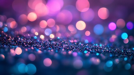 Wall Mural - Abstract Glittering Bokeh Background Purple Pink Blue