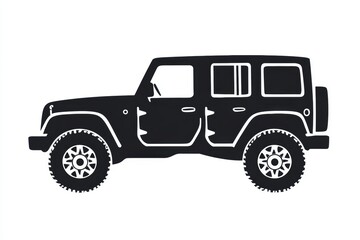 Leinwandbilder - Silhouette of an auto vehicle icon in profile view showcasing rugged design and all terrain capabilities. Generative AI