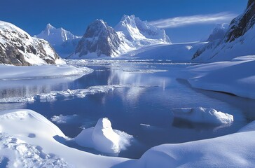 Wall Mural - Antarctic Glacial Landscape Majestic Mountains and Ice