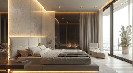 Wall Mural - Bedroom interior design, modern style.