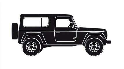 Aufkleber - Silhouette of a classic auto vehicle design showcasing a rugged four wheel drive. Generative AI
