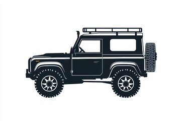 Leinwandbilder - Silhouette of an auto vehicle icon showcasing a rugged four wheel drive in profile view suitable for adventure. Generative AI