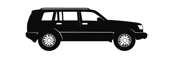 Leinwandbilder - Silhouette of an auto vehicle icon in uncomplicated design showcasing a side view suitable for various applications. Generative AI