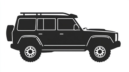 Leinwandbilder - Silhouette of an auto vehicle illustrating a rugged design suitable for off road adventures amidst diverse terrains. Generative AI
