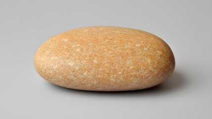 Canvas Print - Smooth Beige Pebble Stone on Grey Background