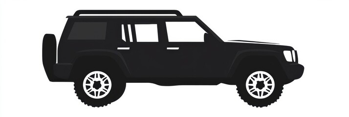 Leinwandbilder - Silhouette of an all terrain vehicle in profile view with rugged tires and sturdy design. Generative AI