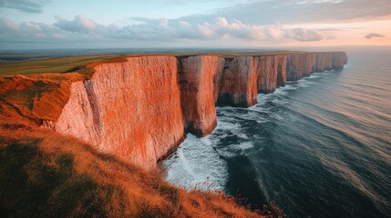 Wall Mural - Majestic Coastal Cliffs at Sunset Overlooking the Ocean